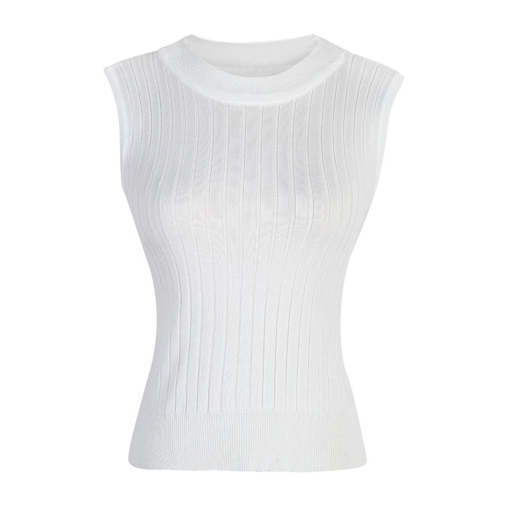 Solid base rostometer, knitted bra top, sweater sleevless, T-shirt, slim fit, high collar