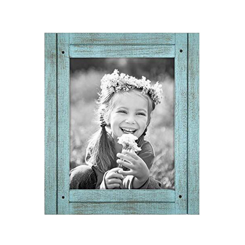 Retro distressed wooden photo frame turquoise blue antique wood frame European and American pastoral style pine gift