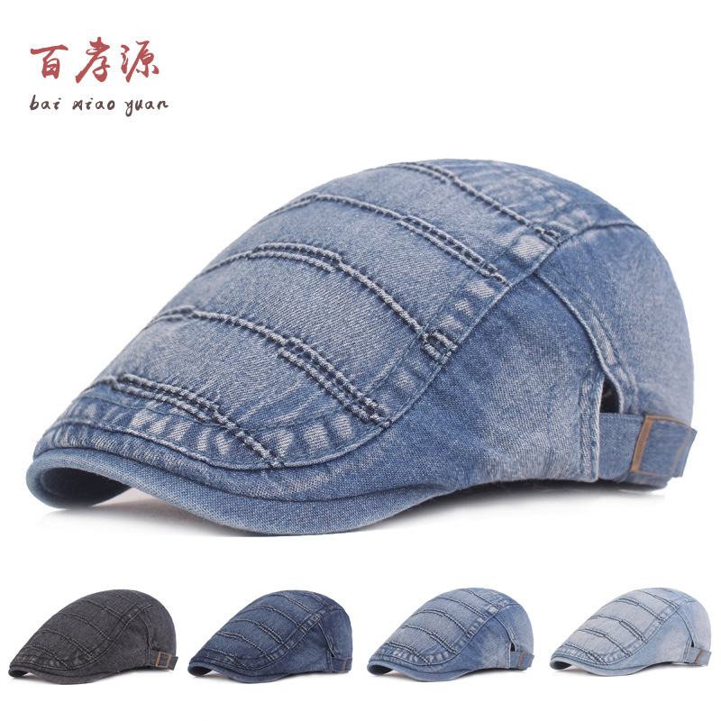 Denim enarboló la boina apenada de las mujeres sombrero de sol de primavera sombrero de comercio exterior europeo y americano sombrero delantero de los hombres