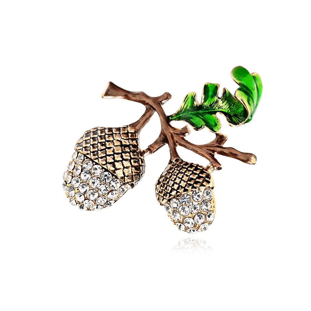Europe and the United States new diamond brooch hazelnut pine cone corsage fashion all-match accessories personalized plant corsage spot