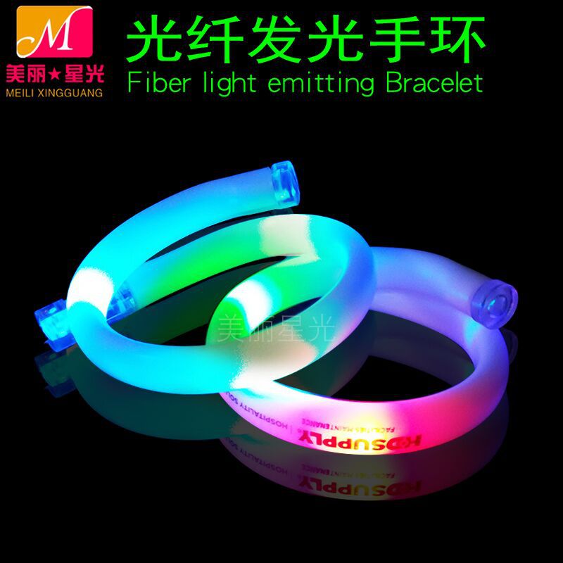 Aprobación directa de fábrica de pulseras luminosas de colores led fiesta de cumpleaños pulsera luminosa de plástico de PVC con logotipo impreso