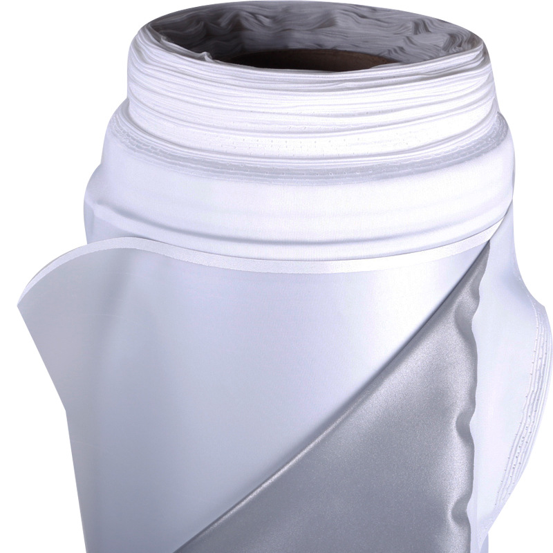 厂家供应宽幅亮银单面反光弹力布高弹性运动服装银色高亮反光饰条