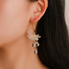 Fashionable crystal, universal earrings, South Korean goods, accessory, Korean style, city style, flowered