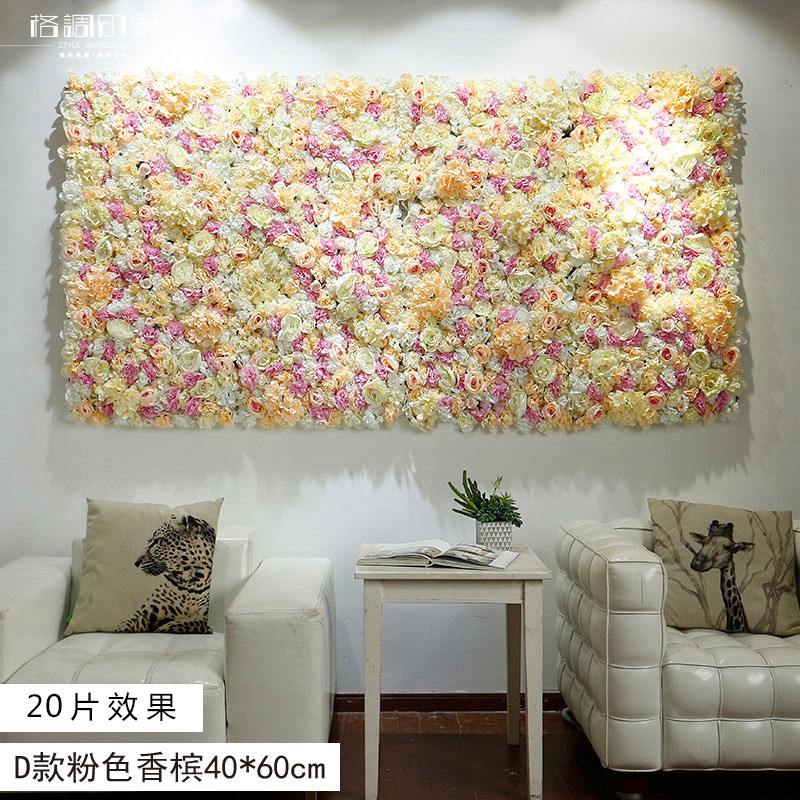 Pared de flores artificiales para bodas, pared de plantas, fondo de pared para bodas, decoración de flores falsas para escaparates de centros comerciales, flores de seda de rosa al por mayor