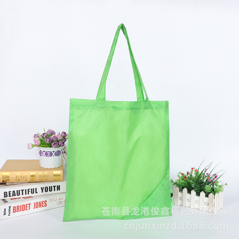 Color en blanco plegable bolsa de poliéster supermercado cordón bolso de almacenamiento nylon impermeable bolsa de compras personalización image 2