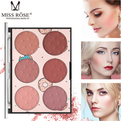 MISS ROSE Six-Color Blush Long-lasting Natural Sunburn Matte Pearlescent Transparent Window Skin-Friendly Rouge Blush Palette