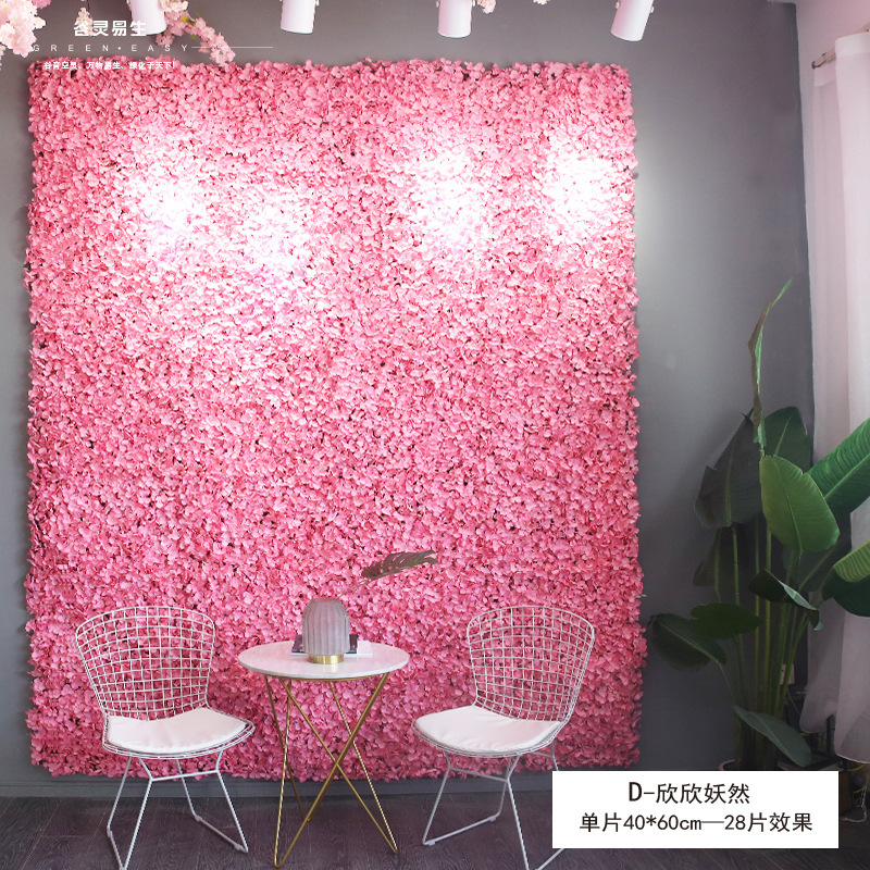 Pared de flores artificiales para bodas, pared de plantas, fondo de pared para bodas, decoración de flores falsas para escaparates de centros comerciales, flores de seda de rosa al por mayor