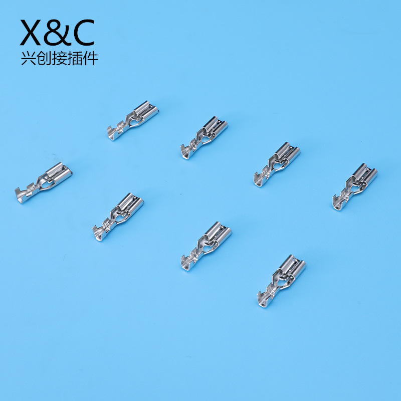 4.8带锁插簧冷压接线接线端子插拔式端子接插件带锁插簧连带插簧