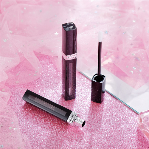 Black laser engraving lip gloss tube packaging material, slender rectangular window lip gloss lip glaze tube, lip gloss tube wholesale