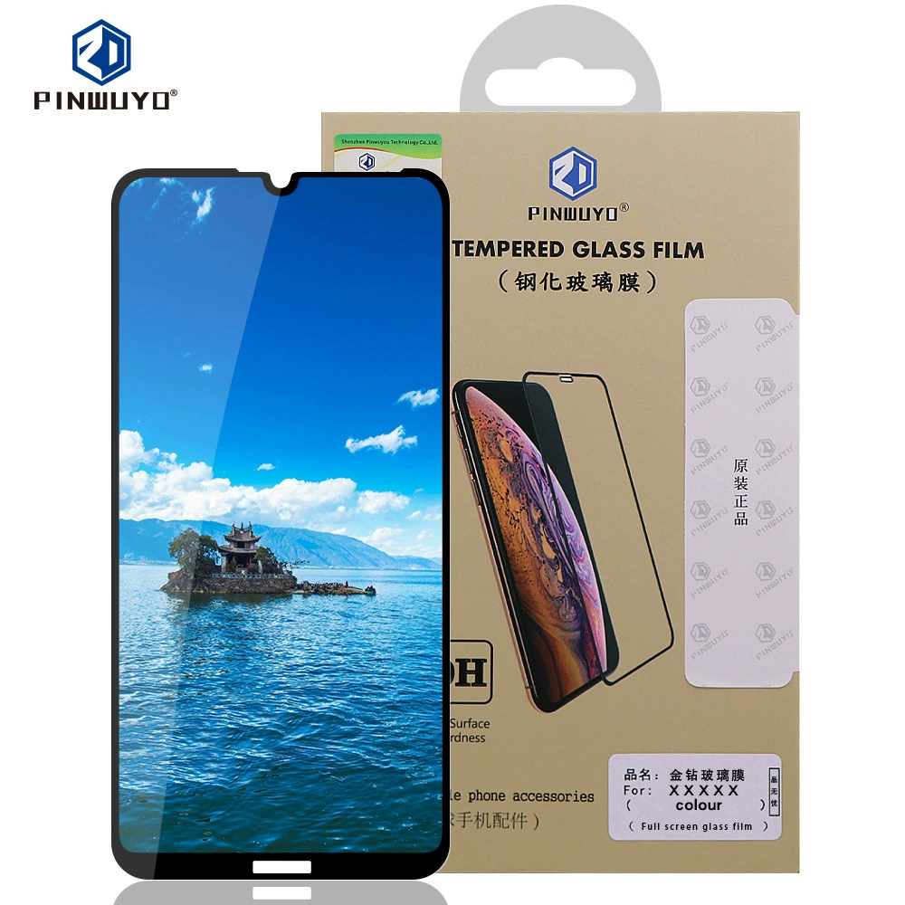 Защищающее стекло PINWUYO, золотой бриллиантовый рисунок, совместимо с Huawei Enjoy 9E, защита экрана