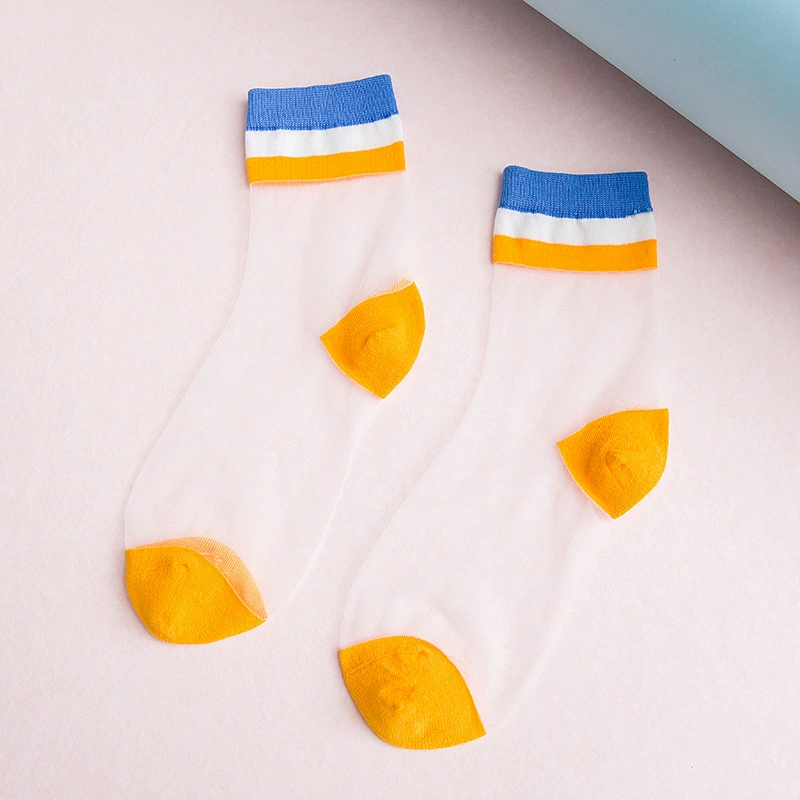 Ультратонкие летние прозрачные носки, средняя длина в японском стиле, one size, разные цвета