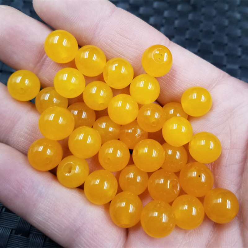 批发 玉石散珠黄龙玉圆珠黄色圆珠编制手链项链毛衣链散珠批发