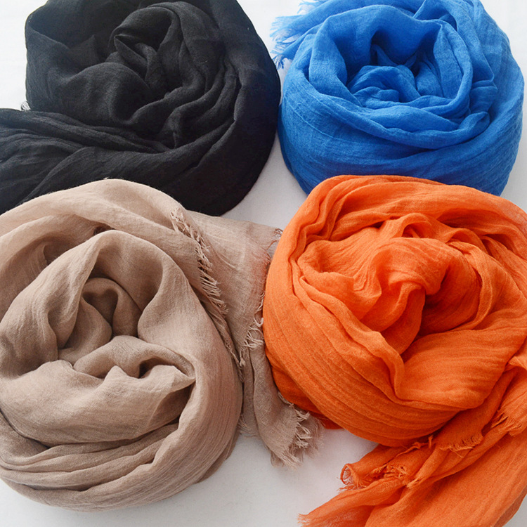 Bufanda monocromática de algodón y lino de estilo coreano para mujer bufanda de algodón de color puro de seda súper suave chal de gran tamaño