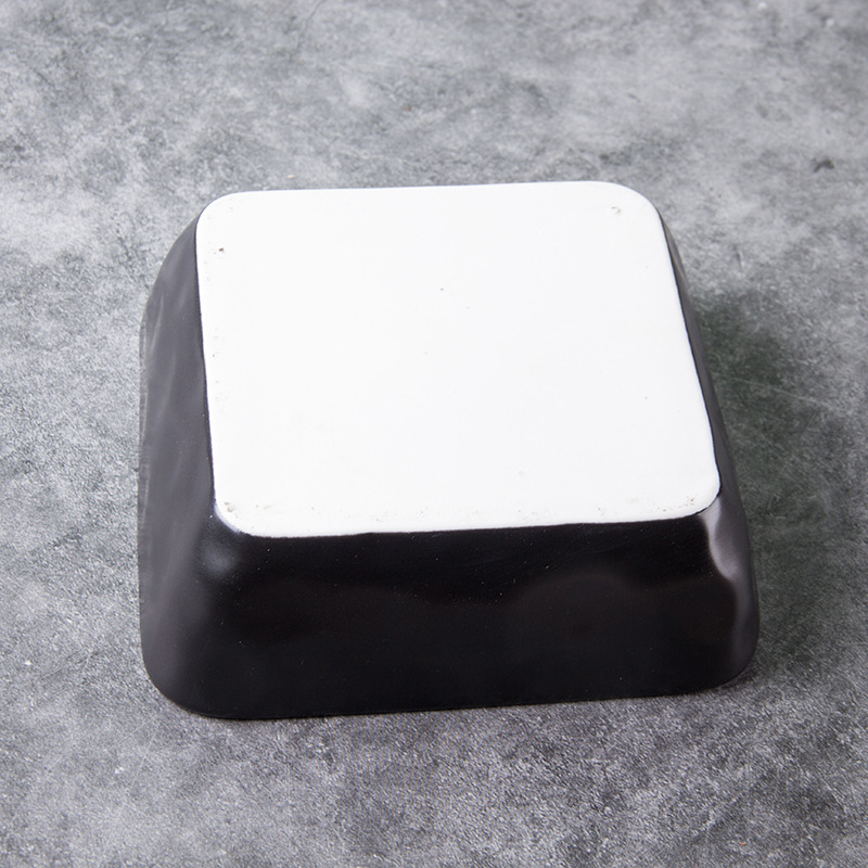 6 "cuadrado de cerámica profunda ensalada plato negro