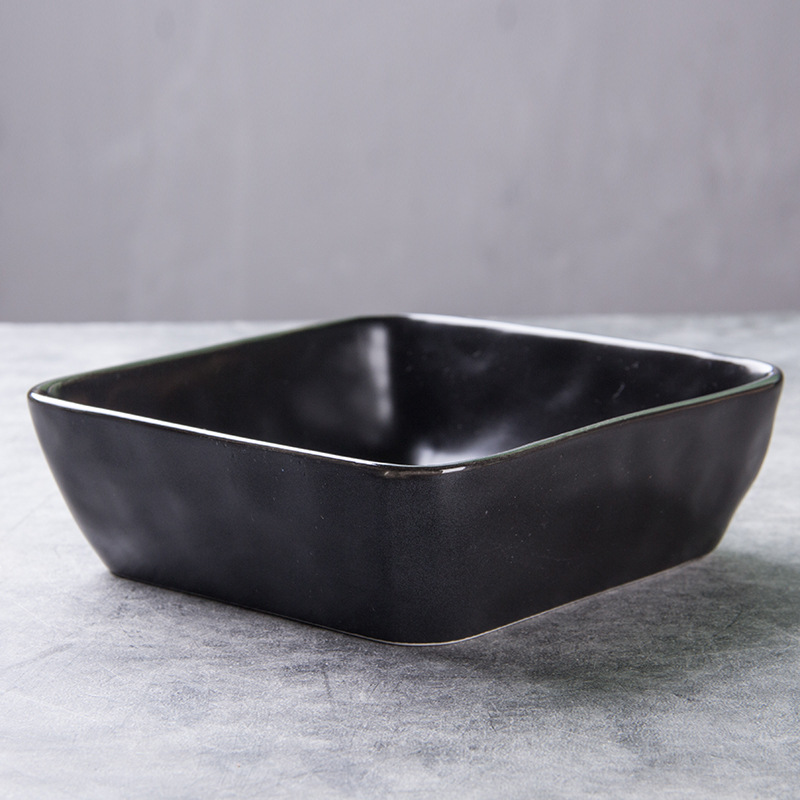 6 "cuadrado de cerámica profunda ensalada plato negro