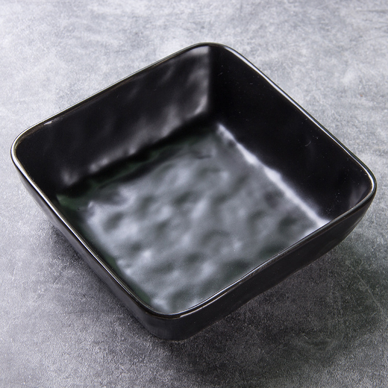 6 "cuadrado de cerámica profunda ensalada plato negro