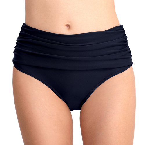 European and American high-waisted elastic pleated swimsuit for women, conservative triangle swimsuit for women