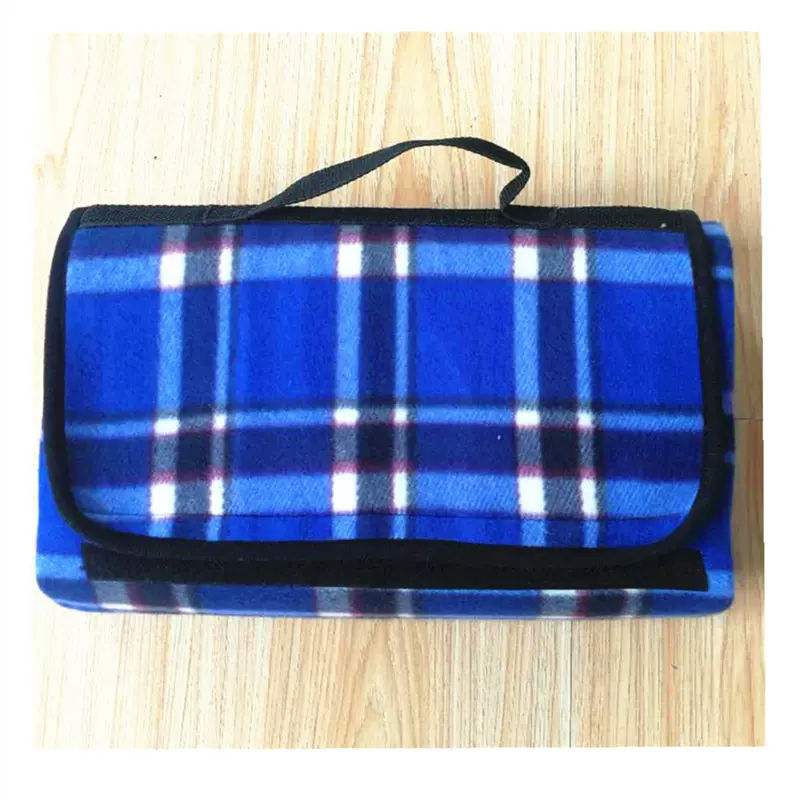 外贸便携绑带绒面防潮野营垫子户外防水摇粒绒野餐垫轻量可收纳