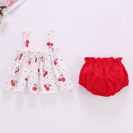 2024婴儿春夏小裙子套装女宝宝衣服0-2岁 婴幼儿可爱吊带裙两件套