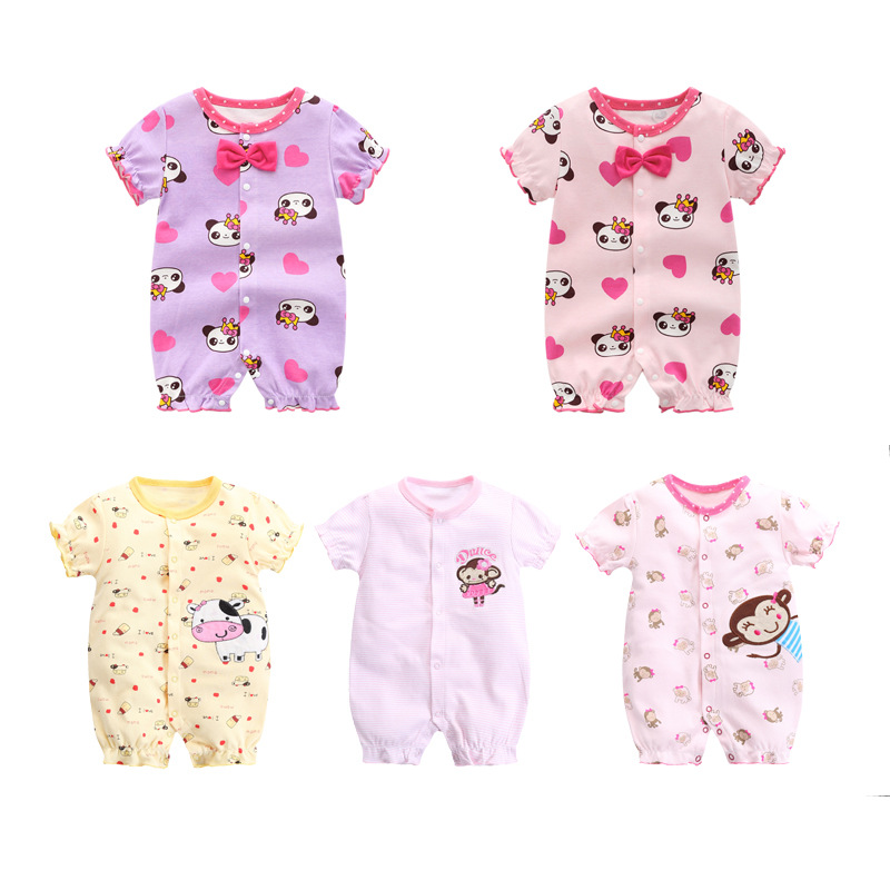 New Full Moon Baby Short-sleeved Sleeve Climbing Suit Baby's Sleeve Summer Newborn's Sleepsuit