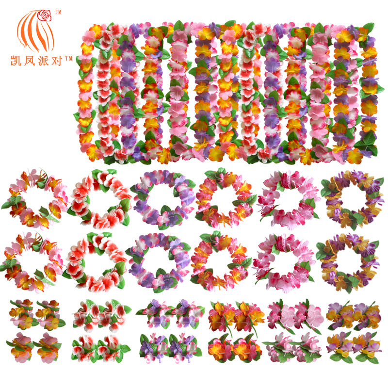 Kaifeng Party Hawaiian Garland 12 Color Petal Necklace Head Ring Bracelet Four-Piece Set Holiday Event Dress Up Accessories Kaifeng Party Hawaiian Garland 12 Color Petal Necklace Head Ring Bracelet Four-Piece Set Holiday Event Dress Up Accessories