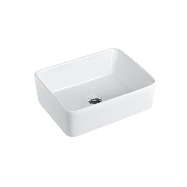 Lavabo artístico cuadrado, lavabo de encimera, lavabo de cerámica, lavabo para hotel, lavabo integrado del fabricante.