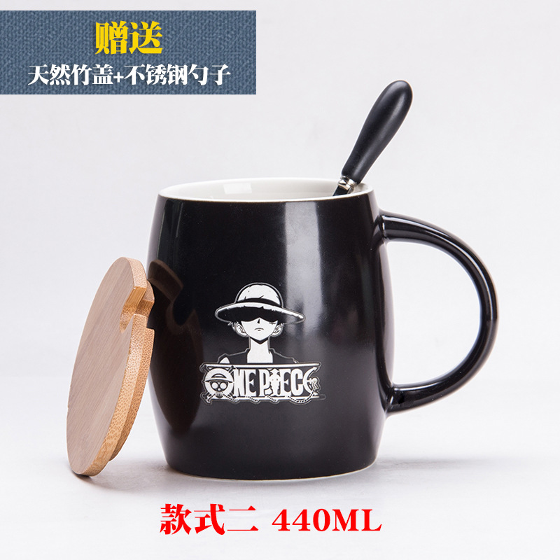 Una pieza lufei cuchara con tapa de cerámica grande taza avena