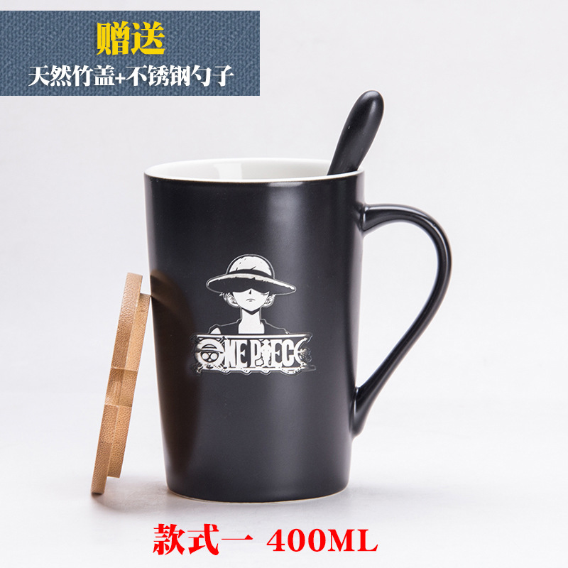 Una pieza lufei cuchara con tapa de cerámica grande taza avena