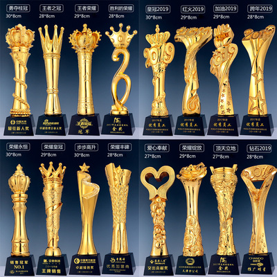 Trophy production wholesale originality Crystal Resin Gold-plated Metal Crafts Company annual meeting Awards trophy make