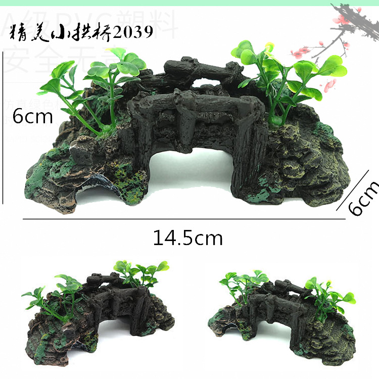 Acuario pecera paisaje decoración puente rocalla bonsai decoración resina puente tortuga plataforma de escalada psicológica bandeja de arena puente