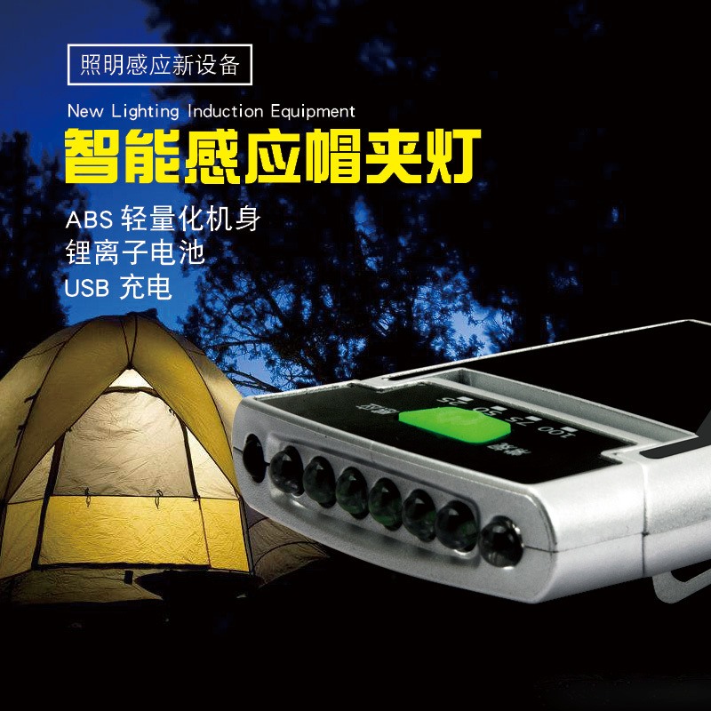 Nuevo Faro de inducción pesca noche pesca recargable fuerte luz Super brillante LED clip sombrero luz ala cabeza-montado