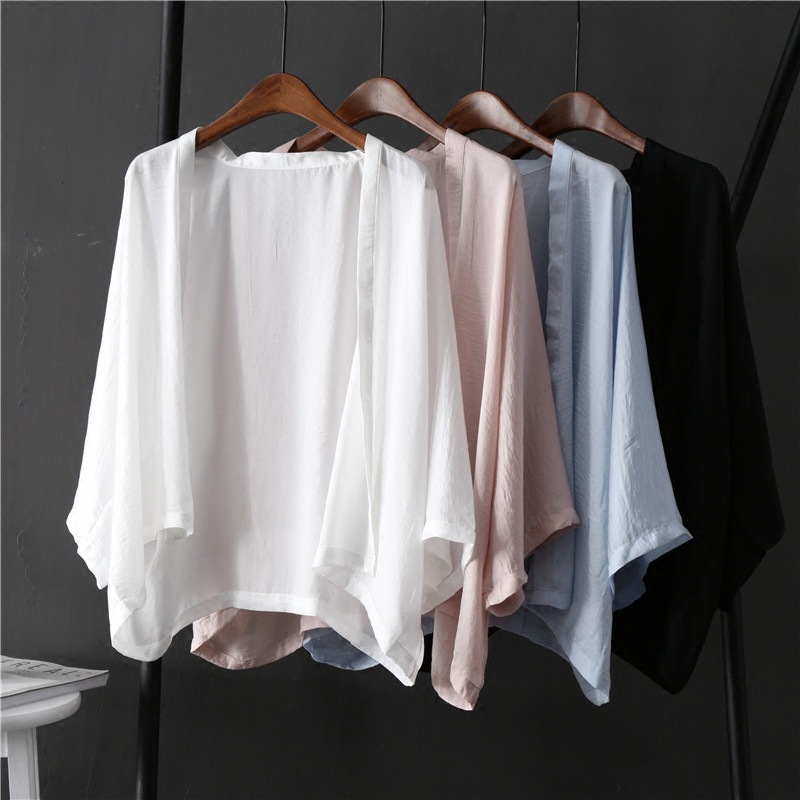 Women's Loose-fitting Summer Short Kimono Outerwear Cardigan Thin Jacket Shawl Air Conditioning Sun Protection Shirt