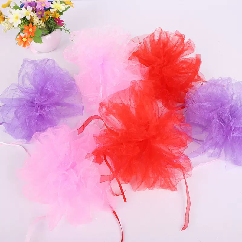 纱幔婚庆装饰纱缦雪纱结婚新房婚房布置楼梯扶手装饰纱幔花球套餐