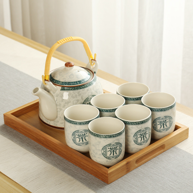 Tetera grande bandeja de té cerámica porcelana azul y blanca Kung Fu haz olla hogar simple juego de té traje bandeja una olla seis tazas