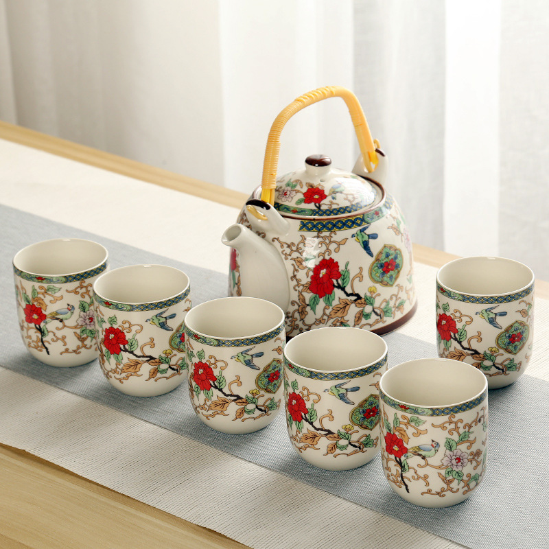 Tetera grande bandeja de té cerámica porcelana azul y blanca Kung Fu haz olla hogar simple juego de té traje bandeja una olla seis tazas