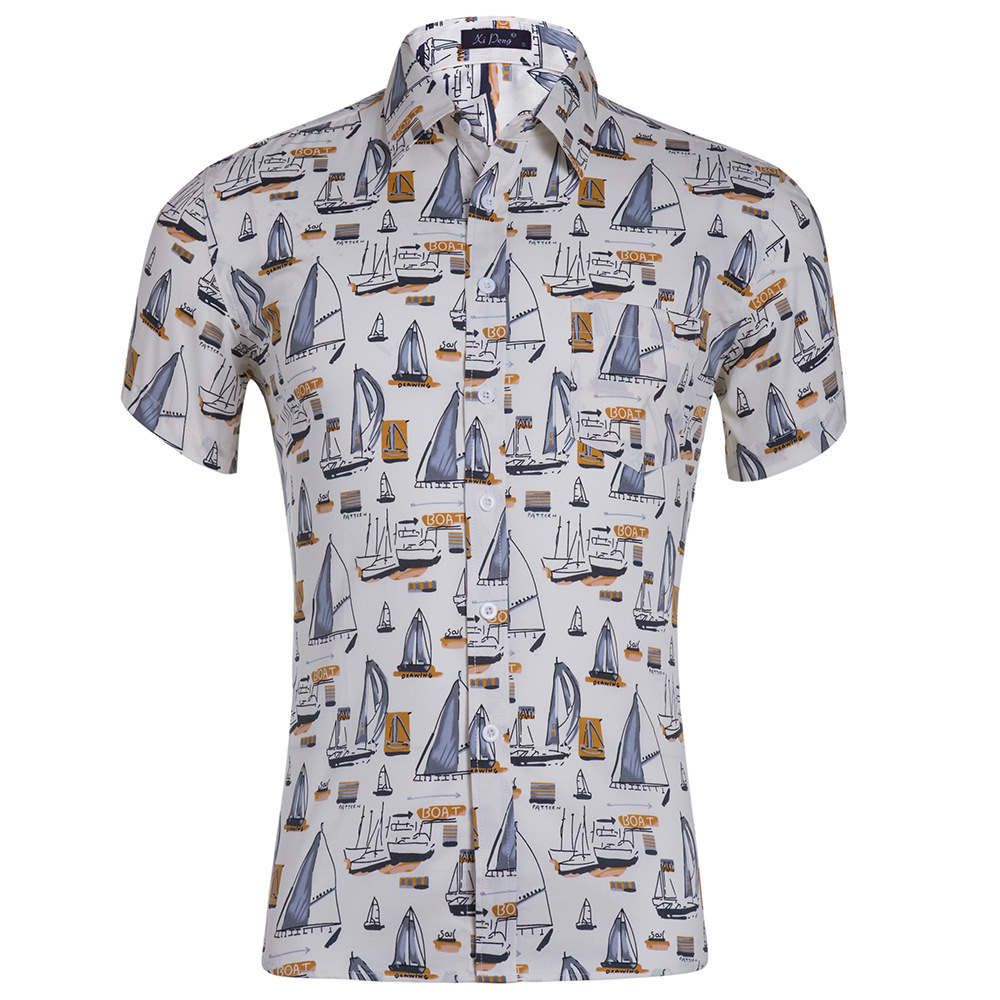 Camisa hawaiana estampada de algodón peinado de los hombres más el tamaño de la camisa de los hombres camisa hombre