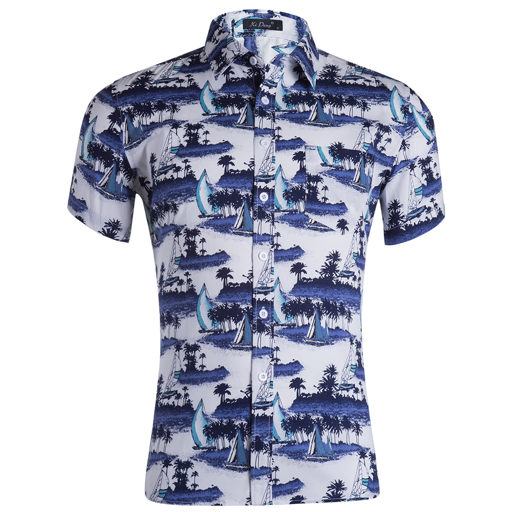 Camisa hawaiana estampada de algodón peinado de los hombres más el tamaño de la camisa de los hombres camisa hombre