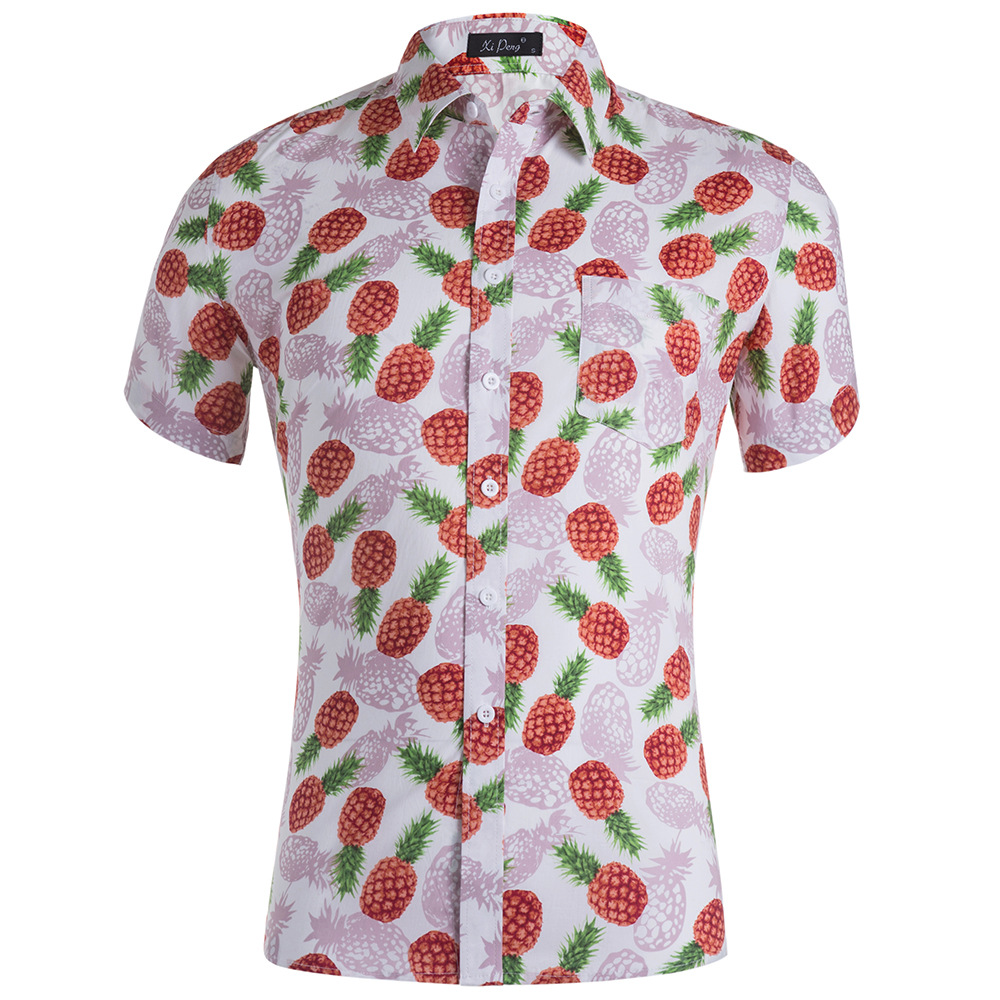 Camisa hawaiana estampada de algodón peinado de los hombres más el tamaño de la camisa de los hombres camisa hombre
