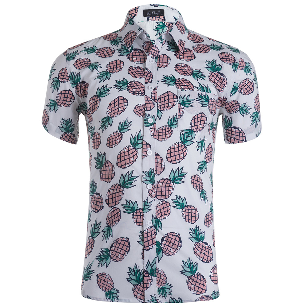 Camisa hawaiana estampada de algodón peinado de los hombres más el tamaño de la camisa de los hombres camisa hombre