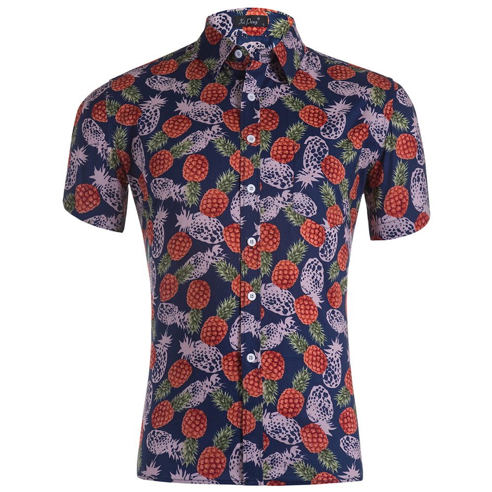 Camisa hawaiana estampada de algodón peinado de los hombres más el tamaño de la camisa de los hombres camisa hombre