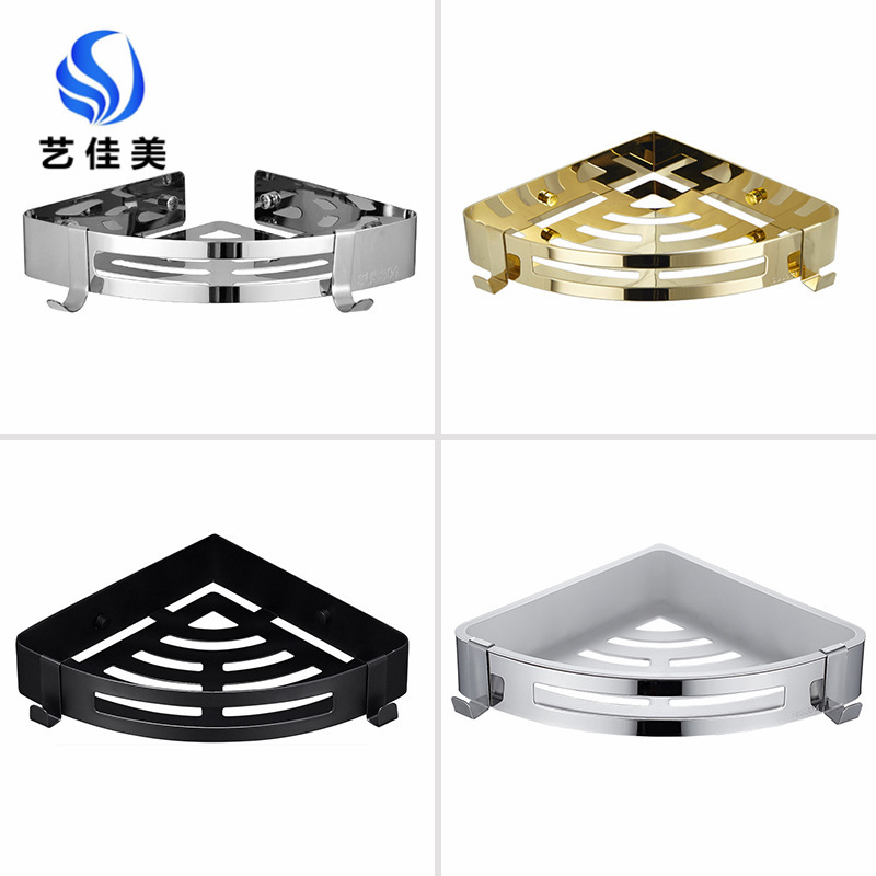 A generation of 304 stainless steel bathroom rack non-perforated toilet triangle basket rain room storage table