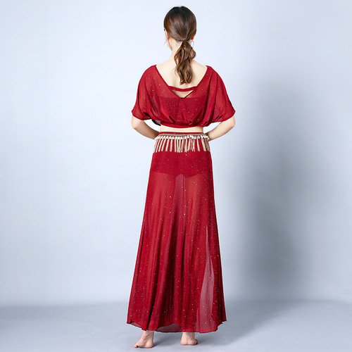 New classical belly dance practice costume set for beginners in spring and autumn sexy large size long skirt costume