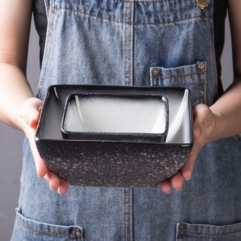 5 7 "cuadrado cerámica copo de nieve profunda ensalada tazón postre tazón