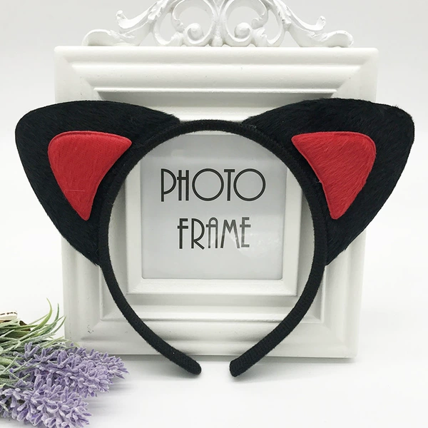 Black and red (plush) cat ears