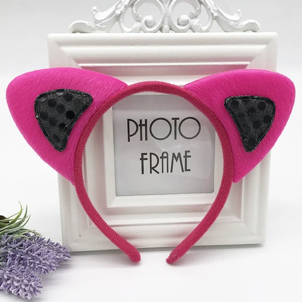 Rose red and black (sequins) cat ears