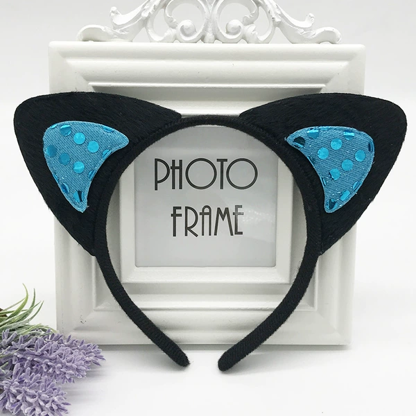 Black and blue (sequins) cat ears