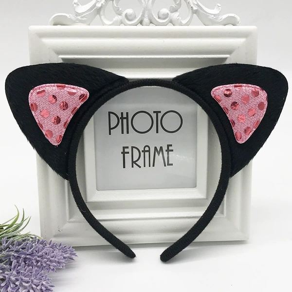 Black and pink (sequins) cat ears