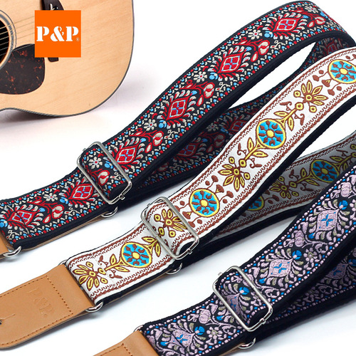 PP Guitar Strap Guitar Strap Embroidery Musical Instrument Accessories Cross-Border Amazon WISH Cross-Border