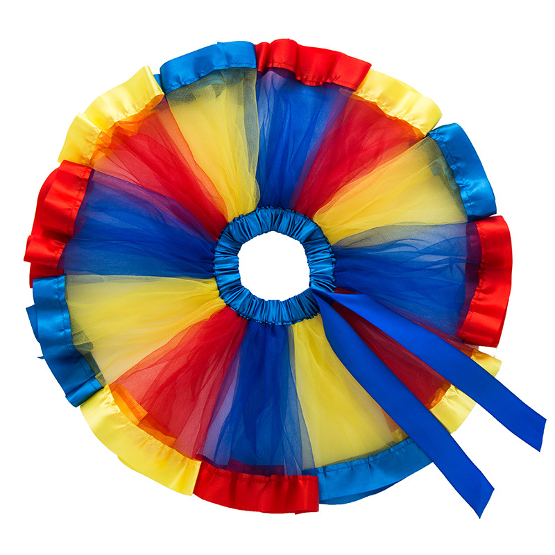 Amazon popular Arco Iris falda malla color niña princesa falda bebé falda rendimiento ropa en stock