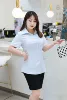 Blue, with short sleeve, V-neckline